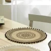 Bissolo Casa Tessile Tavola Tovagliette<TOVAGLIETTA ROTONDA IN JUTA DIAM. CM 38 BEIGE E NERO: vendita online TOVAGLIETTA ROTONDA IN JUTA DIAM. CM 38 BEIGE E NERO in offerta