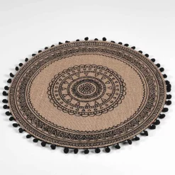 Bissolo Casa Tessile Tavola Tovagliette<TOVAGLIETTA ROTONDA IN JUTA DIAM. CM 38 BEIGE E NERO: vendita online TOVAGLIETTA ROTONDA IN JUTA DIAM. CM 38 BEIGE E NERO in offerta
