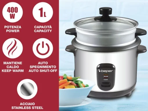 Bissolo Casa Piccoli Preparazione E Cottura Cibi|Preparazione E Cottura Cibi<VAPORIERA E CUOCIRISO 400W 1LT 27X23X28.5CM