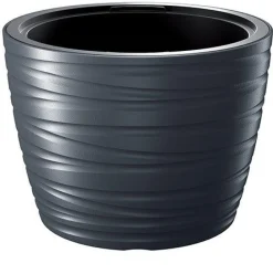 Bissolo Casa Vasi<Vaso nero rotondo 50cm: modello maze con inserti