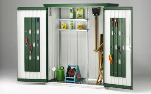 Bissolo Casa Casette E Armadi In Ferro<Vendita online di BIOHORT - ARMADIO PORTA ATTREZZI CM 155X83 H 182,5 VERDE SCURO