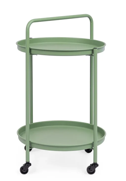 Bissolo Casa Tavolini E Carrelli<Vendita online di CARRELLO AUSTIN DIAM. CM 44.5 H.70 METALLO VERDE FOGLIA OPACO