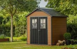 Bissolo Casa Casette E Armadi In Resina<Vendita online di CASETTA NEWTON CM 228X223,5 H. 252 MARRONE E ANTRACITE
