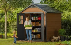 Bissolo Casa Casette E Armadi In Resina<Vendita online di CASETTA NEWTON CM 228X223,5 H. 252 MARRONE E ANTRACITE