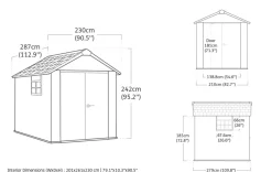 Bissolo Casa Casette E Armadi In Resina<Vendita online di CASETTA OAKLAND CM 230X287 H. 242 GRIGIO E ANTRACITE