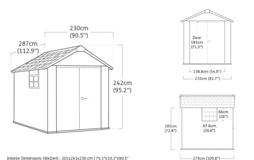 Bissolo Casa Casette E Armadi In Resina<Vendita online di CASETTA OAKLAND CM 230X287 H. 242 GRIGIO E ANTRACITE