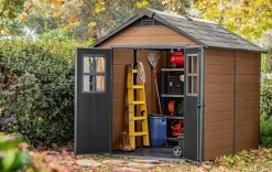 Bissolo Casa Casette E Armadi In Resina<Vendita online di CASETTA NEWTON CM 228X287 H. 252 MARRONE E ANTRACITE