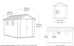 Bissolo Casa Casette E Armadi In Resina<Vendita online di CASETTA OAKLAND CM 230X350 H. 242 GRIGIO E ANTRACITE
