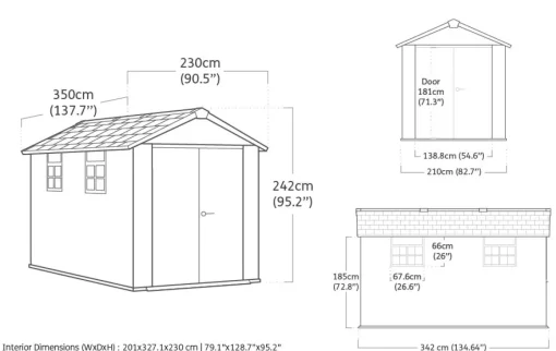Bissolo Casa Casette E Armadi In Resina<Vendita online di CASETTA OAKLAND CM 230X350 H. 242 GRIGIO E ANTRACITE