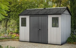 Bissolo Casa Casette E Armadi In Resina<Vendita online di CASETTA OAKLAND CM 350X230 H. 253 GRIGIO E ANTRACITE