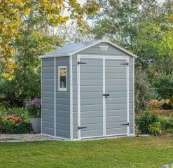 Bissolo Casa Casette E Armadi In Resina<Vendita online di CASETTA MANOR CM 185X152 H. 116 GRIGIO CHIARO E BIANCO