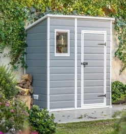 Bissolo Casa Casette E Armadi In Resina<Vendita online di CASETTA MANOR PENT CM 183,5X185 H.200,6 GRIGIO CHIARO E BIANCO