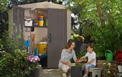 Bissolo Casa Casette E Armadi In Resina<Vendita online di CASETTA FACTOR CM 178X195,5 H 208 BEIGE E TORTORA