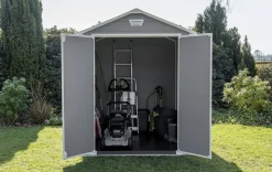 Bissolo Casa Casette E Armadi In Resina<Vendita online di CASETTA MANOR CM 185,8X236,8 H 227 GRIGIO CHIARO E BIANCO