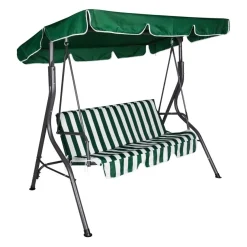 Bissolo Casa Dondoli, Amache E Nidi<Vendita online di DONDOLO 3 POSTI IN METALLO SILVER E POLIESTERE RIGATO VERDE/BIANCO