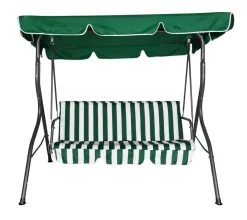 Bissolo Casa Dondoli, Amache E Nidi<Vendita online di DONDOLO 3 POSTI IN METALLO SILVER E POLIESTERE RIGATO VERDE/BIANCO
