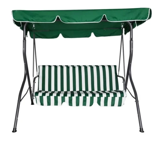Bissolo Casa Dondoli, Amache E Nidi<Vendita online di DONDOLO 3 POSTI IN METALLO SILVER E POLIESTERE RIGATO VERDE/BIANCO