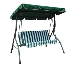 Bissolo Casa Dondoli, Amache E Nidi<Vendita online di DONDOLO 3 POSTI IN METALLO SILVER E POLIESTERE RIGATO VERDE/BIANCO