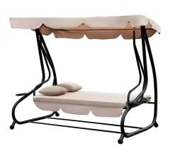 Bissolo Casa Dondoli, Amache E Nidi<Vendita online di DONDOLO 3 POSTI IN METALLO NERO E POLIESTERE BEIGE