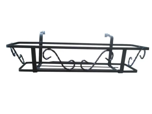 Bissolo Casa Fioriere<Vendita online di FIORIERA PER BALCONE FISSA IN FERRO BATTUTO NERA 70X21X14CM