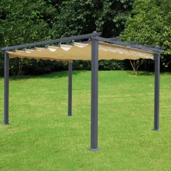 Bissolo Casa Gazebi E Accessori<Vendita online di PERGOLA MT 3X4 CON COPERTURA A SCORRIMENTO ANTRACITE E BEIGE