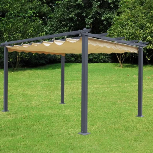 Bissolo Casa Gazebi E Accessori<Vendita online di PERGOLA MT 3X4 CON COPERTURA A SCORRIMENTO ANTRACITE E BEIGE