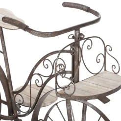Bissolo Casa Fioriere<Vendita online di PORTAVASO BICICLETTA 5 POSTI IN FERRO E QUERCIA 91X45X59CM
