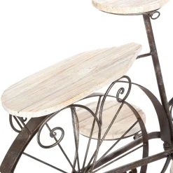 Bissolo Casa Fioriere<Vendita online di PORTAVASO BICICLETTA 5 POSTI IN FERRO E QUERCIA 91X45X59CM