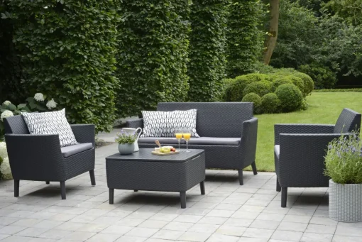 Bissolo Casa Salotti E Salottini<Vendita online di SALOTTO DA GIARDINO SALEMO RESINA EFFETTO RATTAN GRAFITE