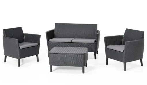 Bissolo Casa Salotti E Salottini<Vendita online di SALOTTO DA GIARDINO SALEMO RESINA EFFETTO RATTAN GRAFITE