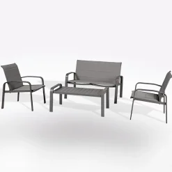 Bissolo Casa Salotti E Salottini<Vendita online di SALOTTO GIARDINO ELYN ALLUMINIO TONKA E TEXTILENE TORTORA
