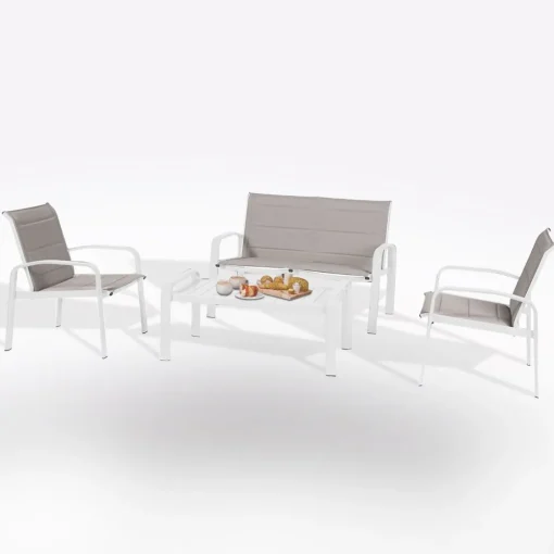 Bissolo Casa Salotti E Salottini<Vendita online di SALOTTO GIARDINO ELYN ALLUMINIO BIANCO E TEXTILENE BEIGE