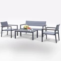 Bissolo Casa Salotti E Salottini<Vendita online di SALOTTO DA GIARDINO ALLUMINIO E TEXTILENE GRIGIO