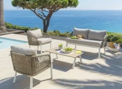 Bissolo Casa Salotti E Salottini<Vendita online di SALOTTO DA GIARDINO BARCELLONA ALLUMINIO BIANCO E TORTORA