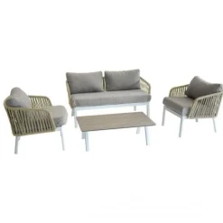 Bissolo Casa Salotti E Salottini<Vendita online di SALOTTO DA GIARDINO BARCELLONA ALLUMINIO BIANCO E TORTORA