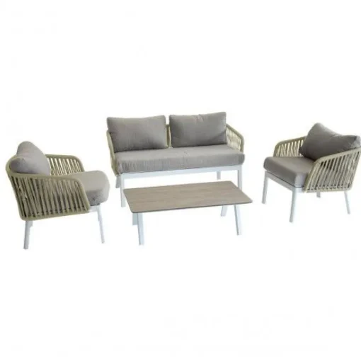 Bissolo Casa Salotti E Salottini<Vendita online di SALOTTO DA GIARDINO BARCELLONA ALLUMINIO BIANCO E TORTORA