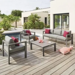Bissolo Casa Salotti E Salottini<Vendita online di SALOTTO DA GIARDINO EVASION ALLUMINIO MARRONE E POLIESTERE GRIGIO