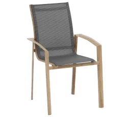 Bissolo Casa Sedie In Ferro E Metallo<Vendita online di SEDIA MOD. AXANT ALLUMINIO EFFETTO LEGNO E TEXTILENE ANTRACITE