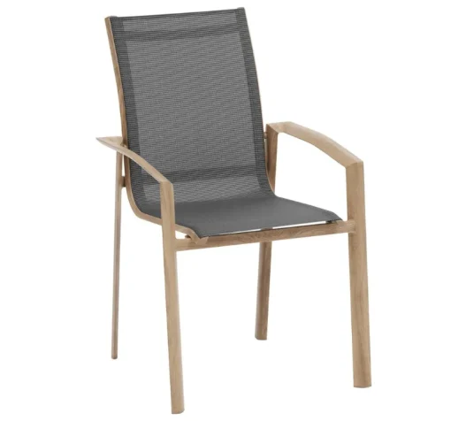 Bissolo Casa Sedie In Ferro E Metallo<Vendita online di SEDIA MOD. AXANT ALLUMINIO EFFETTO LEGNO E TEXTILENE ANTRACITE