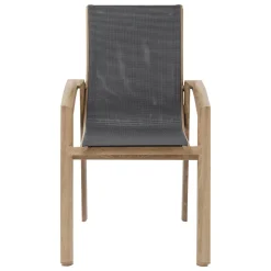 Bissolo Casa Sedie In Ferro E Metallo<Vendita online di SEDIA MOD. AXANT ALLUMINIO EFFETTO LEGNO E TEXTILENE ANTRACITE