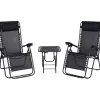 Bissolo Casa Set Bistrò<Vendita online di SET 2 POLTRONE RELAX PIEGHEVOLI CON TAVOLINO IN ACCIAIO NERO E TEXTILENE NERO