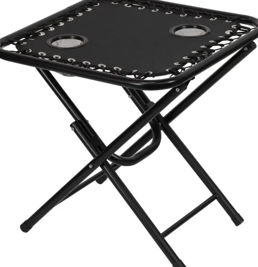Bissolo Casa Set Bistrò<Vendita online di SET 2 POLTRONE RELAX PIEGHEVOLI CON TAVOLINO IN ACCIAIO NERO E TEXTILENE NERO