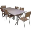 Bissolo Casa Set Tavoli E Sedie<Vendita online di SET TAVOLO + 6 SEDIE IN ALLUMINIO TORTORA E PVC EFFETTO LEGNO NATURALE