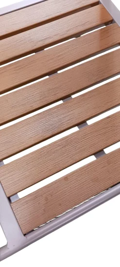 Bissolo Casa Set Tavoli E Sedie<Vendita online di SET TAVOLO + 6 SEDIE IN ALLUMINIO TORTORA E PVC EFFETTO LEGNO NATURALE