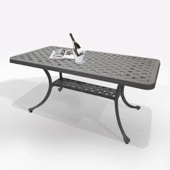 Bissolo Casa Tavolini E Carrelli<Vendita online di TAVOLINO ROSIE 107X54 CM IN ALLUMINIO PRESSOFUSO ANTRACITE