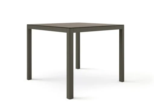 Bissolo Casa Tavoli In Ferro E Metallo<Vendita online di TAVOLO FISSO MOD. ELLA CM 90X90 H.75 IN ALLUMINIO TORTORA E VETRO