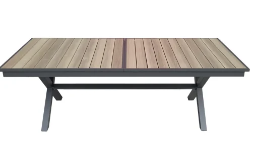 Bissolo Casa Tavoli In Ferro E Metallo<Vendita online di TAVOLO ALL. CM 227X100 ALLUMINIO ANTRACITE CON PIANO EFFETTO LEGNO