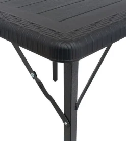 Bissolo Casa Tavoli In Ferro E Metallo<Vendita online di TAVOLO CM 78X78 METALLO E PLASTICA EFFETTO LEGNO/RATTAN NERO