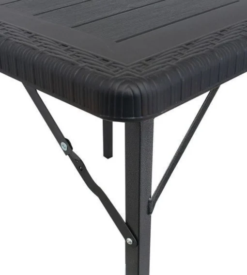 Bissolo Casa Tavoli In Ferro E Metallo<Vendita online di TAVOLO CM 78X78 METALLO E PLASTICA EFFETTO LEGNO/RATTAN NERO