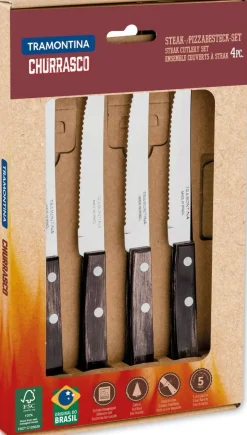 Bissolo Casa Accessori<Vendita online di TRAMONTINA - SET 4 COLTELLI DA BISTECCA/PIZZA IN ACCIAIO E POLYWOOD